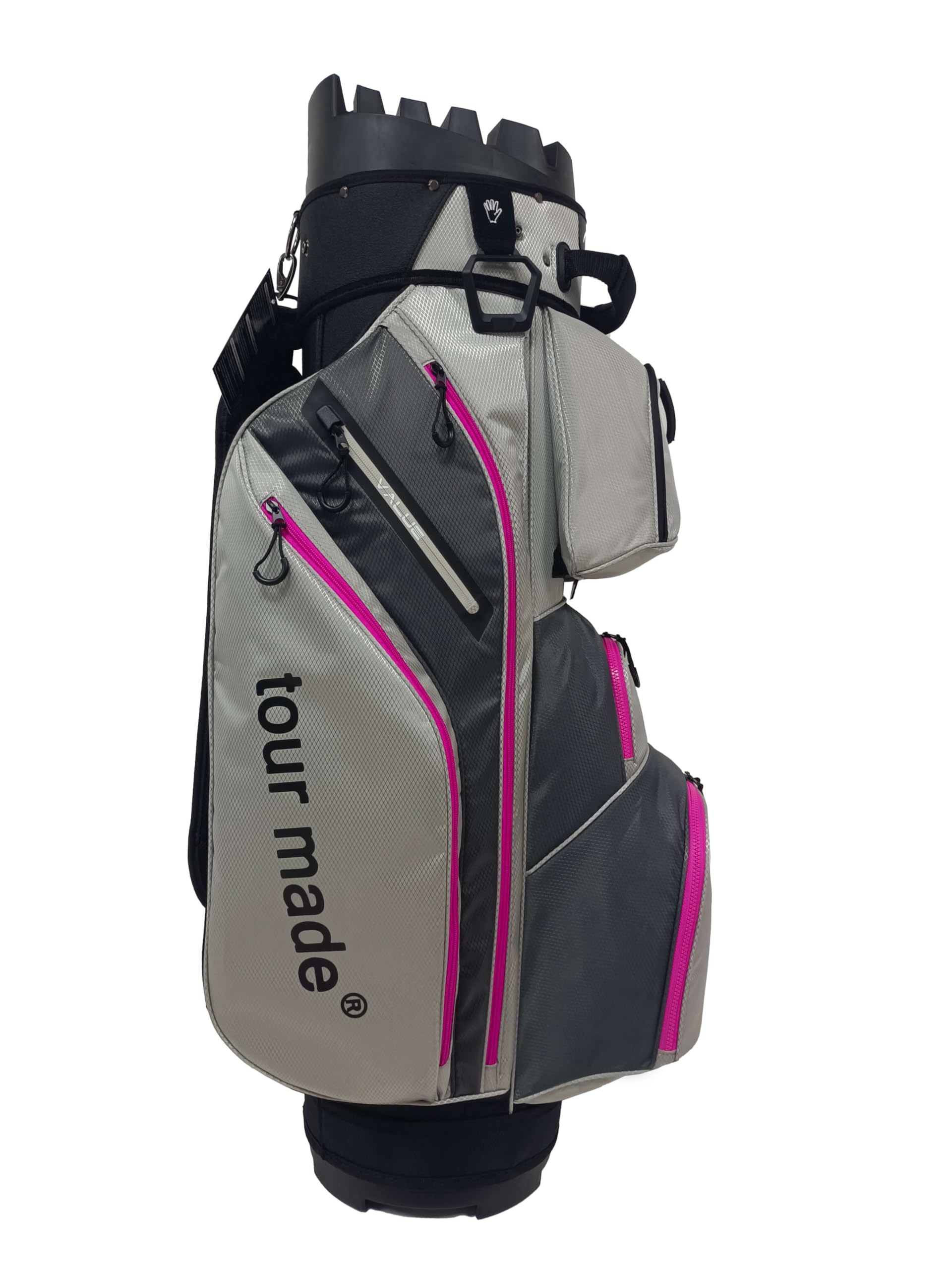 Tour Made Golfbag mit Organizer I Herren & Damen I kein Schlägerklappern I großes Kühlfach I durchgängige Schlägerbahnen bis zum Boden