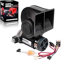 Vista 15 de FARBIN Bocina para automóvil de 12 voltios / 24 voltios, 150 db, bocina de aire de muy alto volumen, con compresor, bocina de auto compacto
