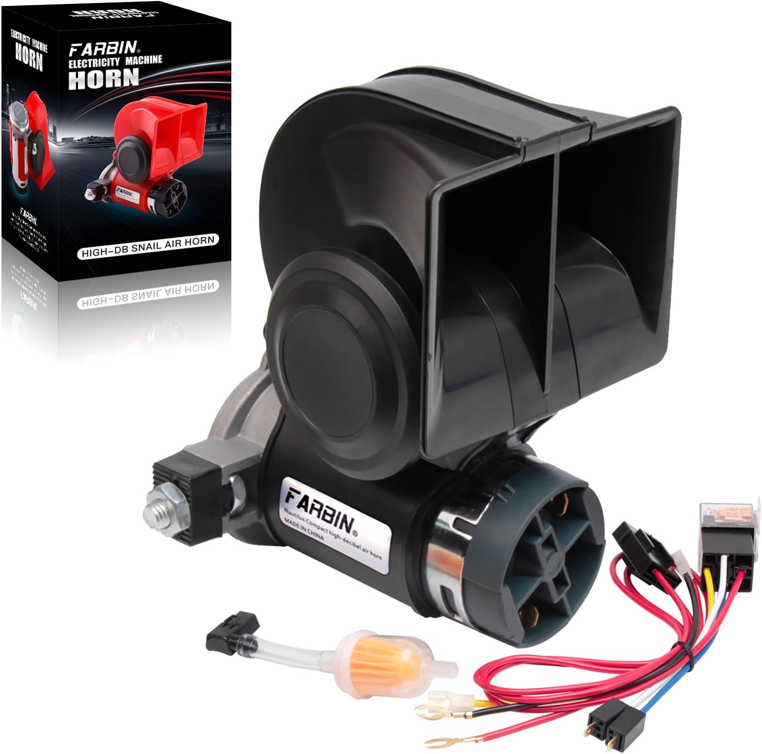 FARBIN 24V Air Horn with Compressor 24 volt Train horn for trucks Super Loud Car Horn with Wiring Harness