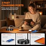 Set of 2 Industrial Touch Control Table Lamps with USB C+A Ports and AC Outlet - 3-Way Dimmable Black Bedside Lamps Nightstand Desk Lamps for Bedroom Living Room, Glass Shade & 2 LED Bulbs Included