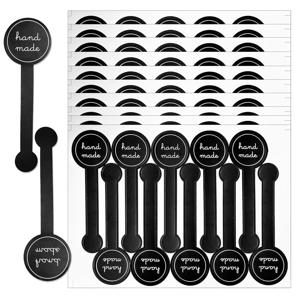 Handmade Food Baking Label Stickers,300pcs Handmade Food Long Baking Seal Labels,Retail Package Black Bakery Sticker Sealing Labels Tamper-Proof