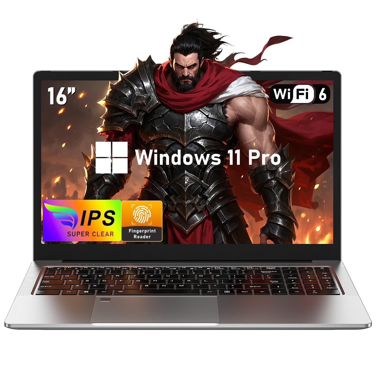 NAIKLULU Computer portatile da gioco 2025 da 16 pollici con processore R-7 5825U, 16 GB DDR4, 1T SSD, display FHD 1920 x 1080P, Windows 11 PRO, WiFi 6, tastiera retroilluminata HDMI, per studenti