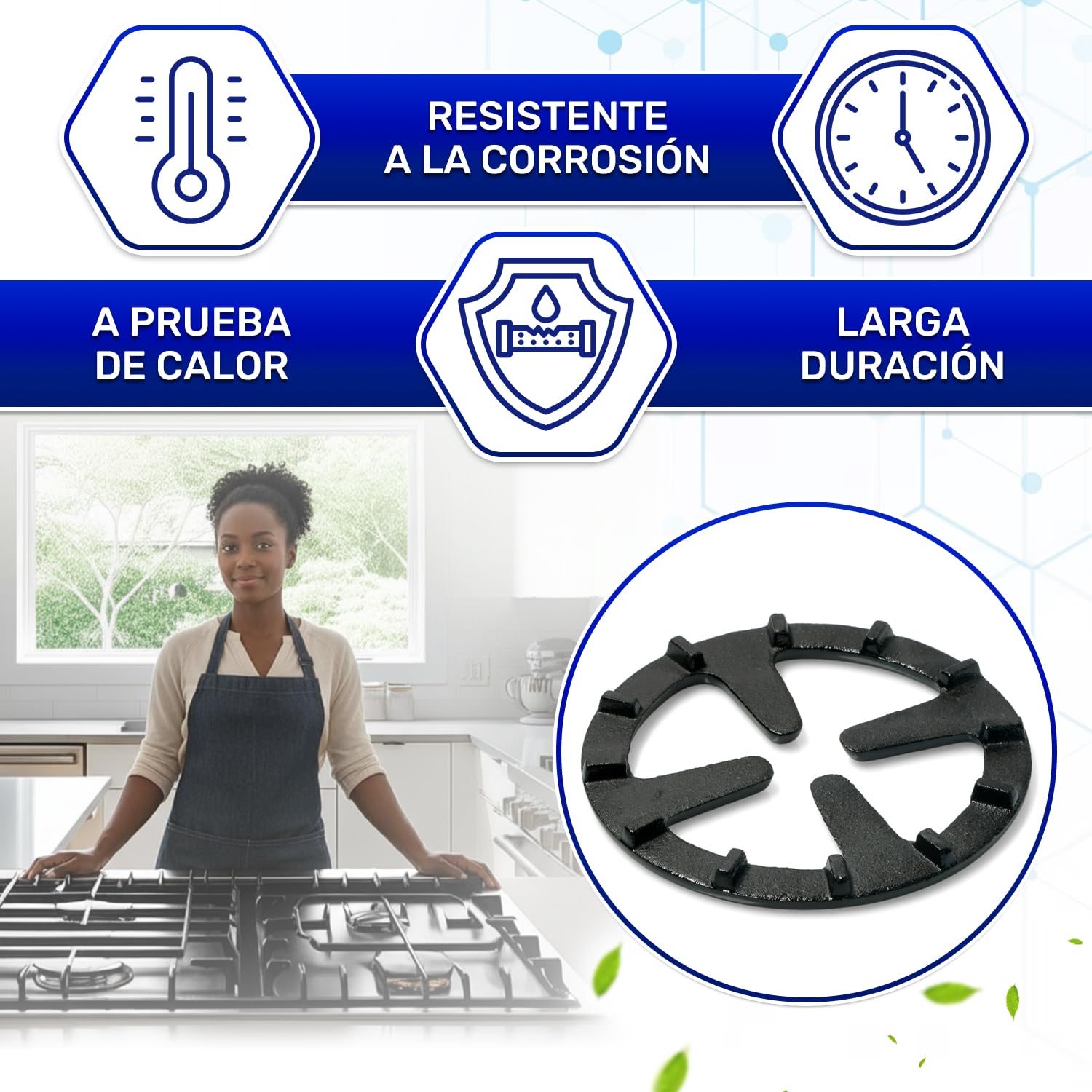 Universal Reductor Cocina Gas Ø 120 mm en Hierro Fundido Esmaltado | Adaptador Fogones Gas para la Cafetera y Ollas Pequeñas - Garantía de 10 Años - MONTERAL