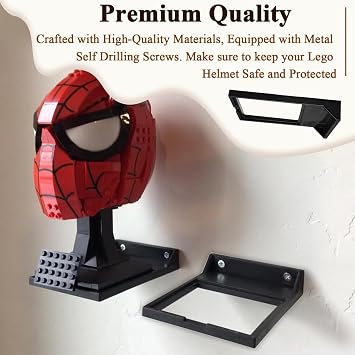 16 Pcs Black Wall Mount Display Stand Fits All Standard Lego Helmets