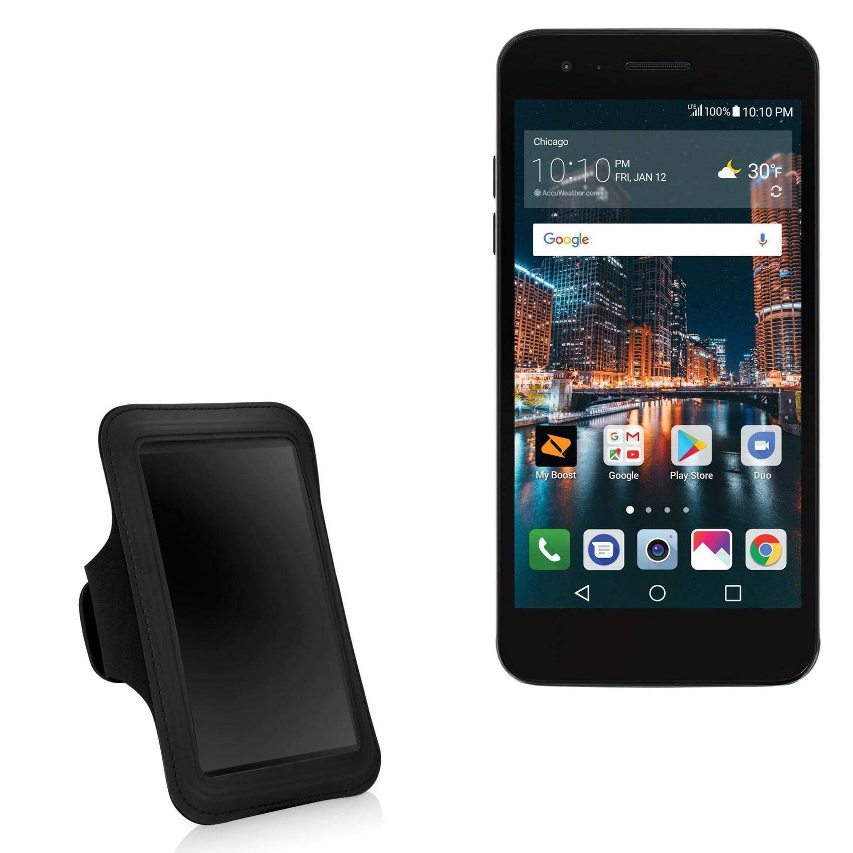 BoxWave Case Compatible with LG Tribute Dynasty - Sports Armband, Adjustable Armband for Workout and Running for LG Tribute Dynasty - Jet Black