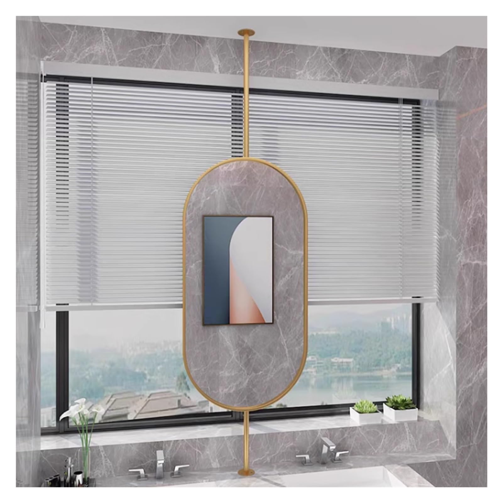 Miroir rotatif à 360° de plafond anti-buée double face pour miroir salle de bain