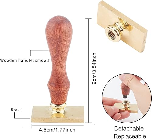 Miniatura 2 de CRASPIRE Sello de cera de Halloween, sello de cera de sellado de calavera, sello rectangular de latón para amantes de 45 × 0.906 in con mango de