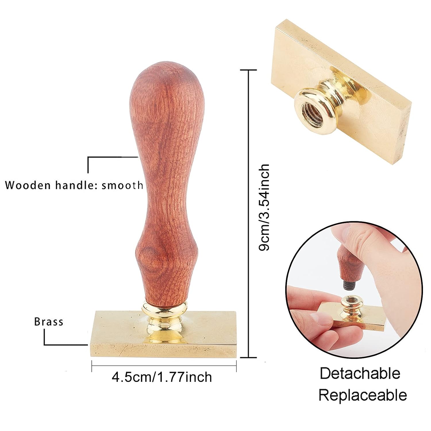 CRASPIRE Wax Seal Stamp Magic Book Vintage Sealing Wax Stamps Coffee Rectangle Removable Brass Head Sealing Stamp with Wooden Handle for Wedding Invitations Valentine's Day Gift Wrap