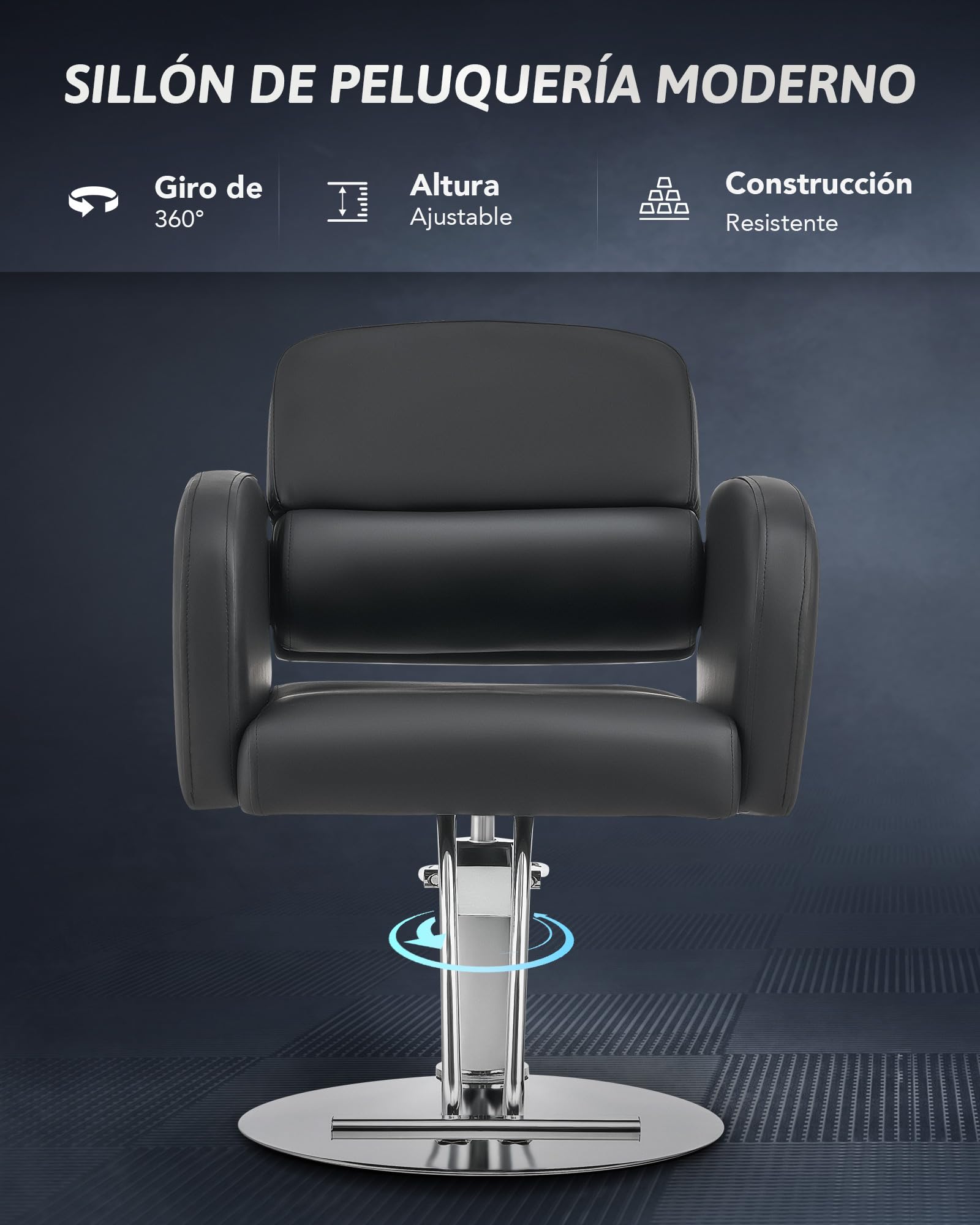 CO-Z Sillón de Peluquería Profesional Giro 360° Bomba Hidráulica Altura Ajustable 300KG
