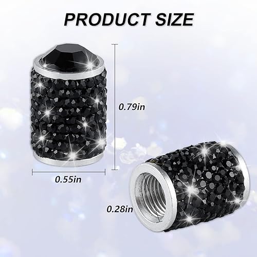 Miniatura 2 de Alpmosn Tapones para válvula de neumático de automóvil, 4 tapas de válvula de neumático brillantes, tapones de cristal brillantes para mujeres,