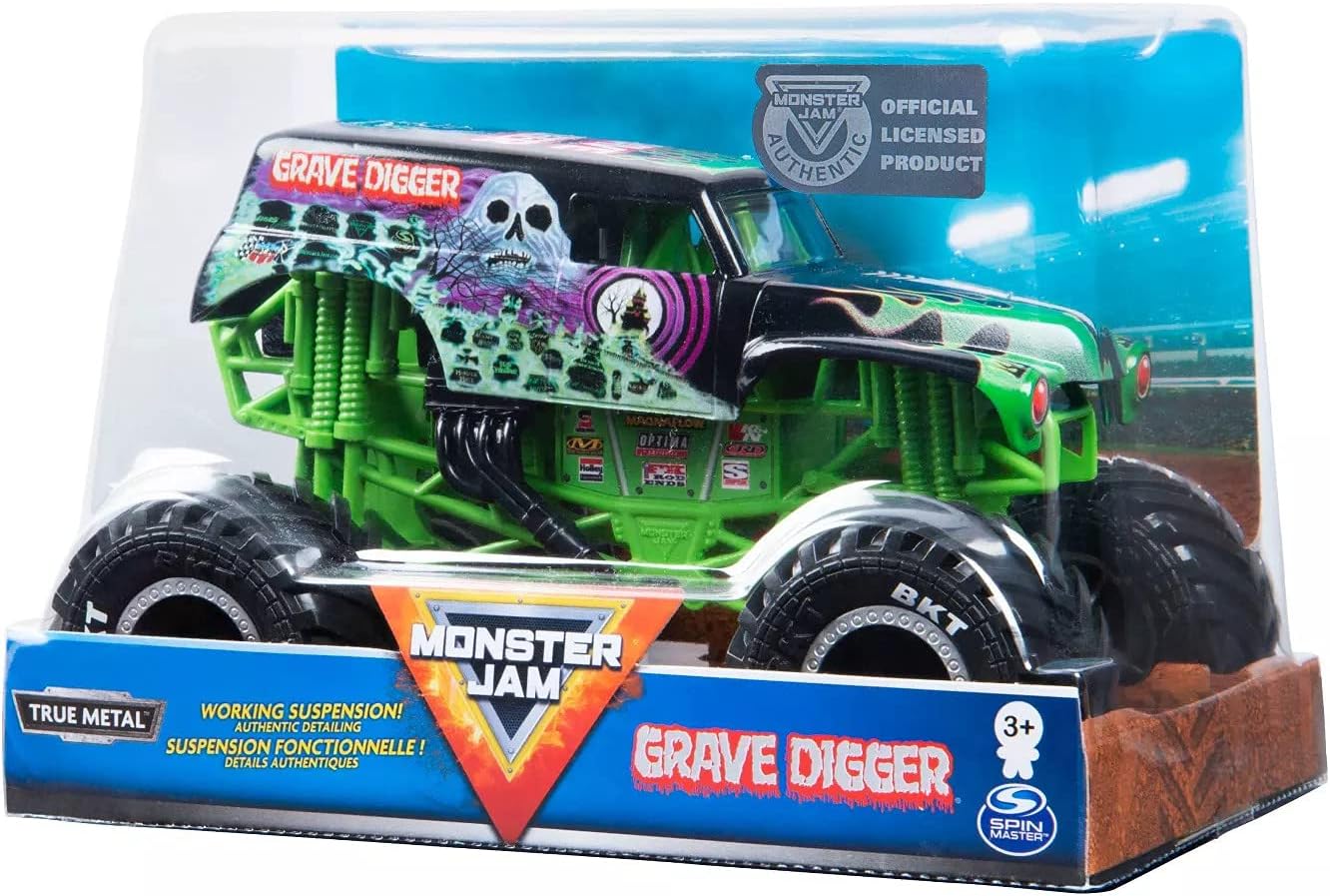 Monster Jam, Official Grave Digger Monster Truck, Die-Cast Vehicle, 1:24 Scale