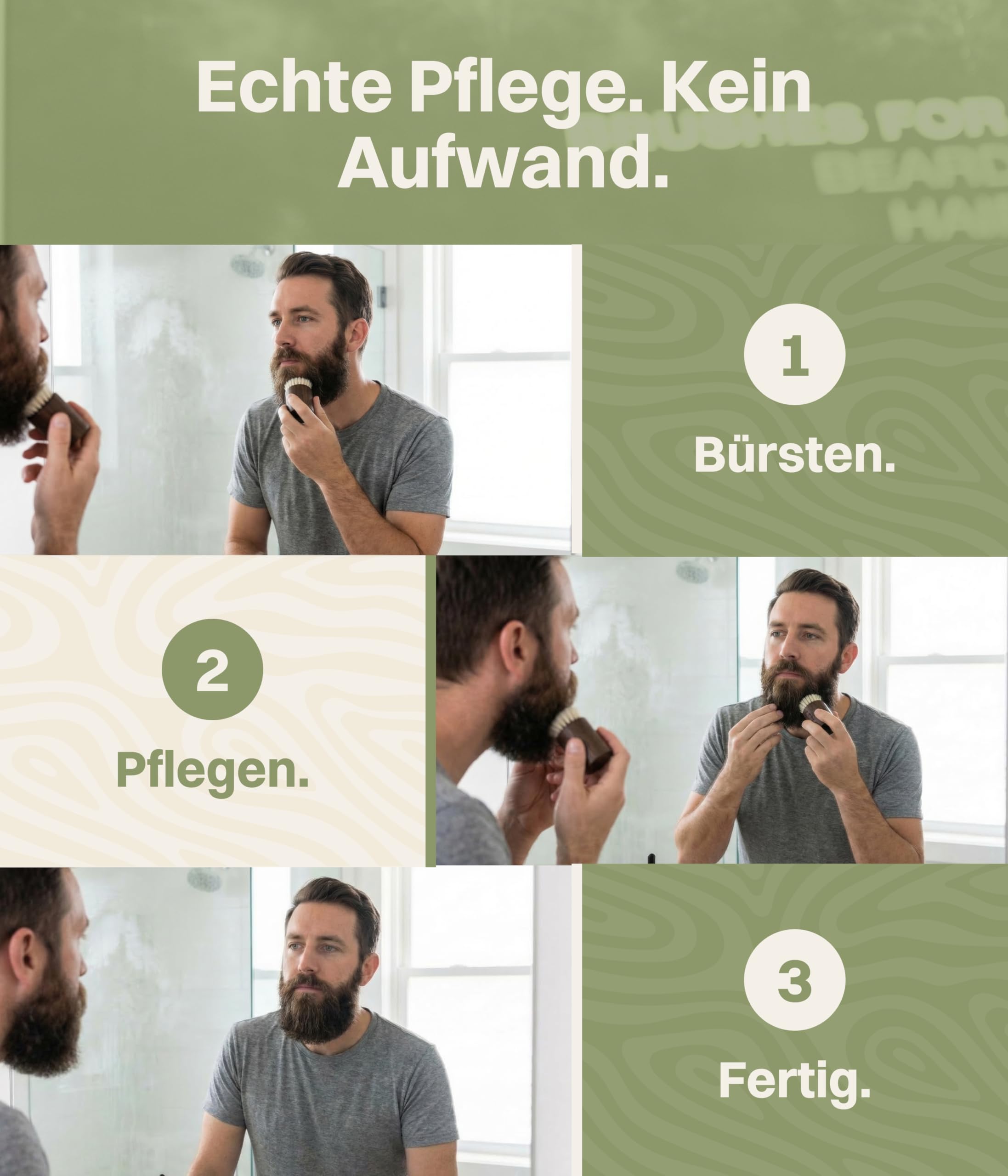 fa® MEN COLLECTION Pflege-Set – Haarbürste, Bartbürste & Handwaschbürste aus Naturmaterialien – Bartpflege Set für Männer – Hair & Beard Brush – Made in Germany