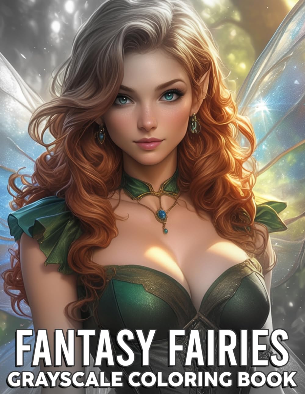 Fantasy Fairies - Grayscale Coloring Book: Dive into an Enchanted World of Magical Fairy Coloring Pages Whimsical Illustration for All Ages Relaxation and Creativity