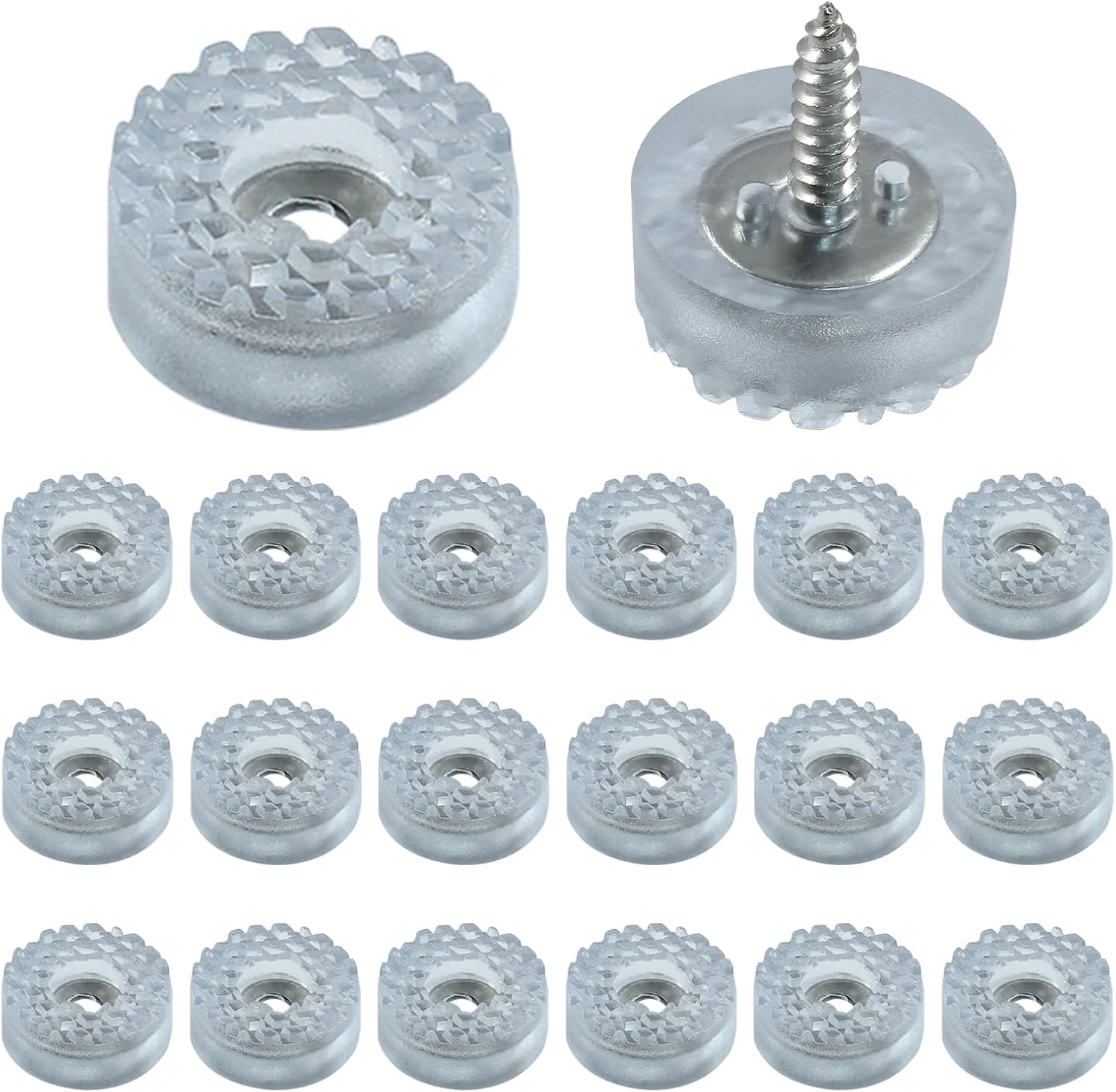 20 PCS 18mm Transparent Round Furniture Pads with Screws, Non Slip Furniture Feet for Table, Chair, Desk, Sofa Leg