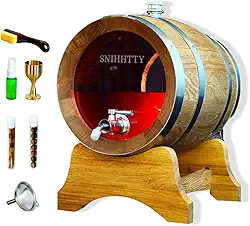 Barril de envelhecimento de carvalho visualizado de 1,5 litro com suporte, bung e torneira, mini barril de uísque de madeira - Barris de carvalho carbonizado para conhaque envelhecido, bourbon