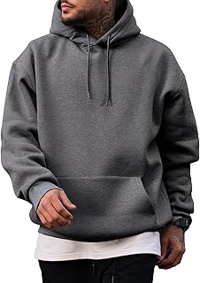 JMIERR Mens Casual Cotton Hooded Collar Drawstring Hoodies Pullover Swea...
