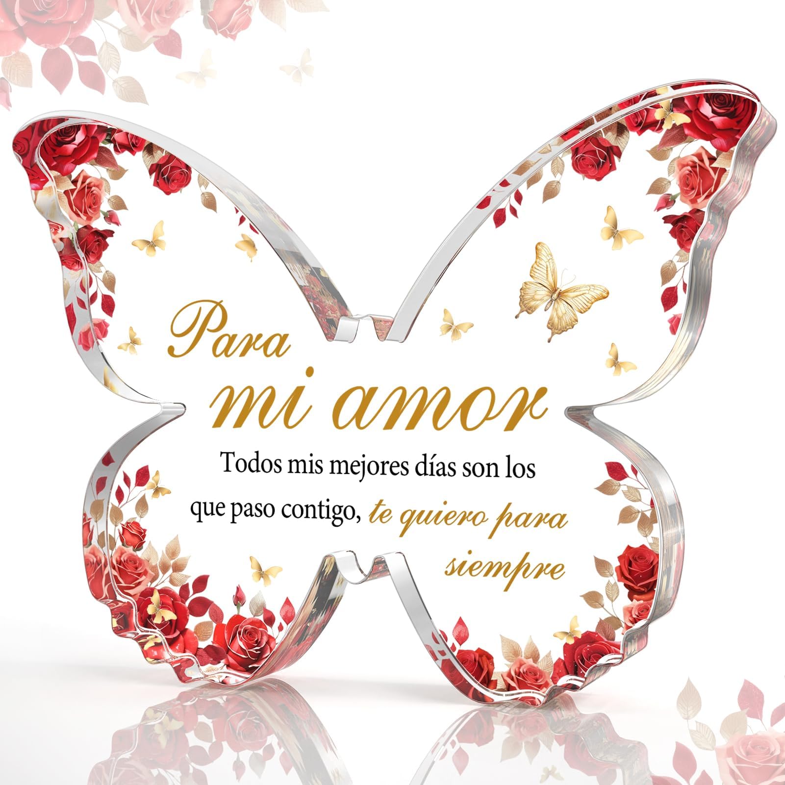 CheriGift Regalos Para Parejas, Adornos Acrilico Mariposa, Regalo Para Novia, Regalos Pareja, Regalo Aniversario Pareja, Regalo Para Mujer Esposa Novia, Regalos Navidad, Regali di Compleanno