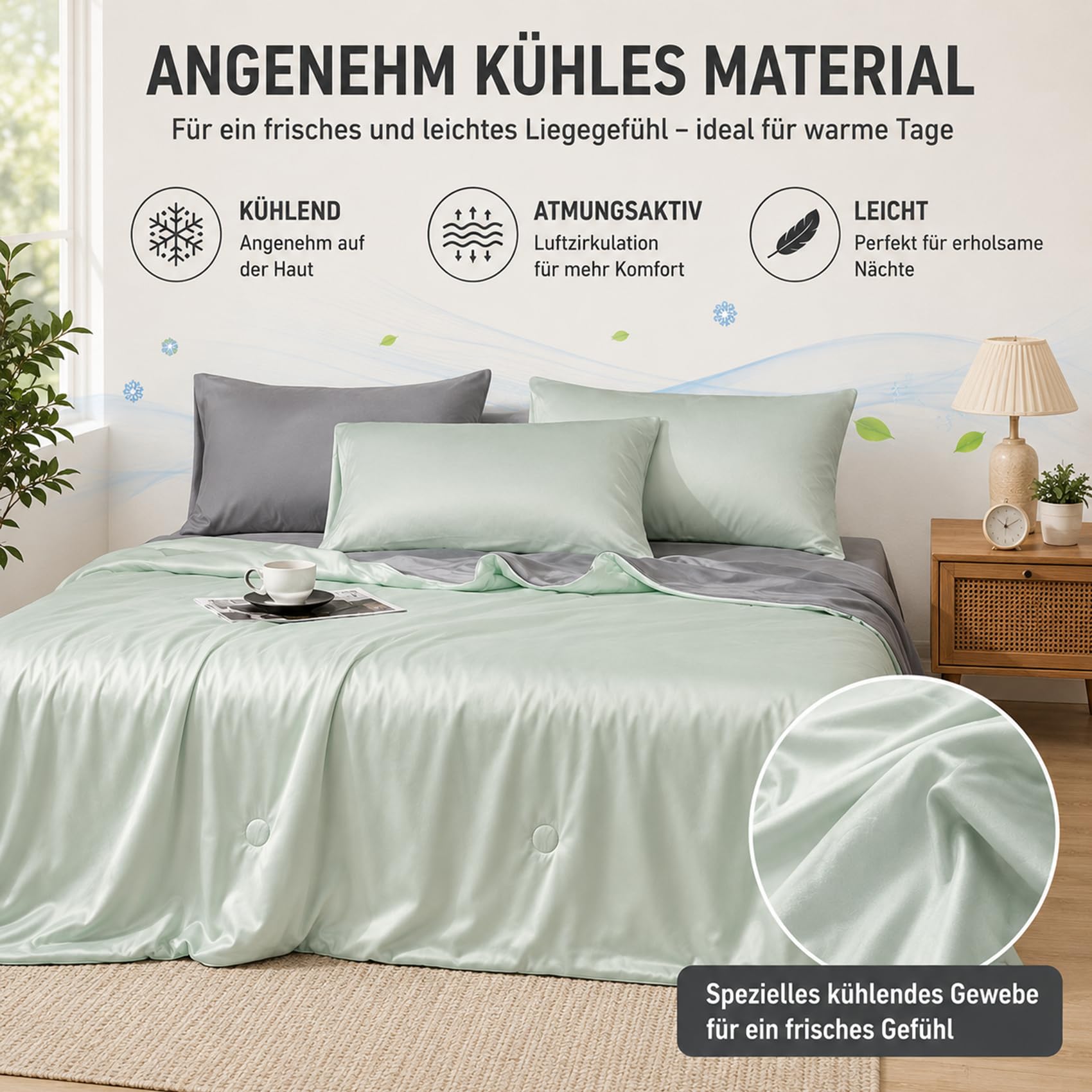 Anfaru Chillcomfort Sleeping Blanket Cooling Double-Sided Ice Silk Lightweight Breathable Anti Sweat 150 x 200 cm