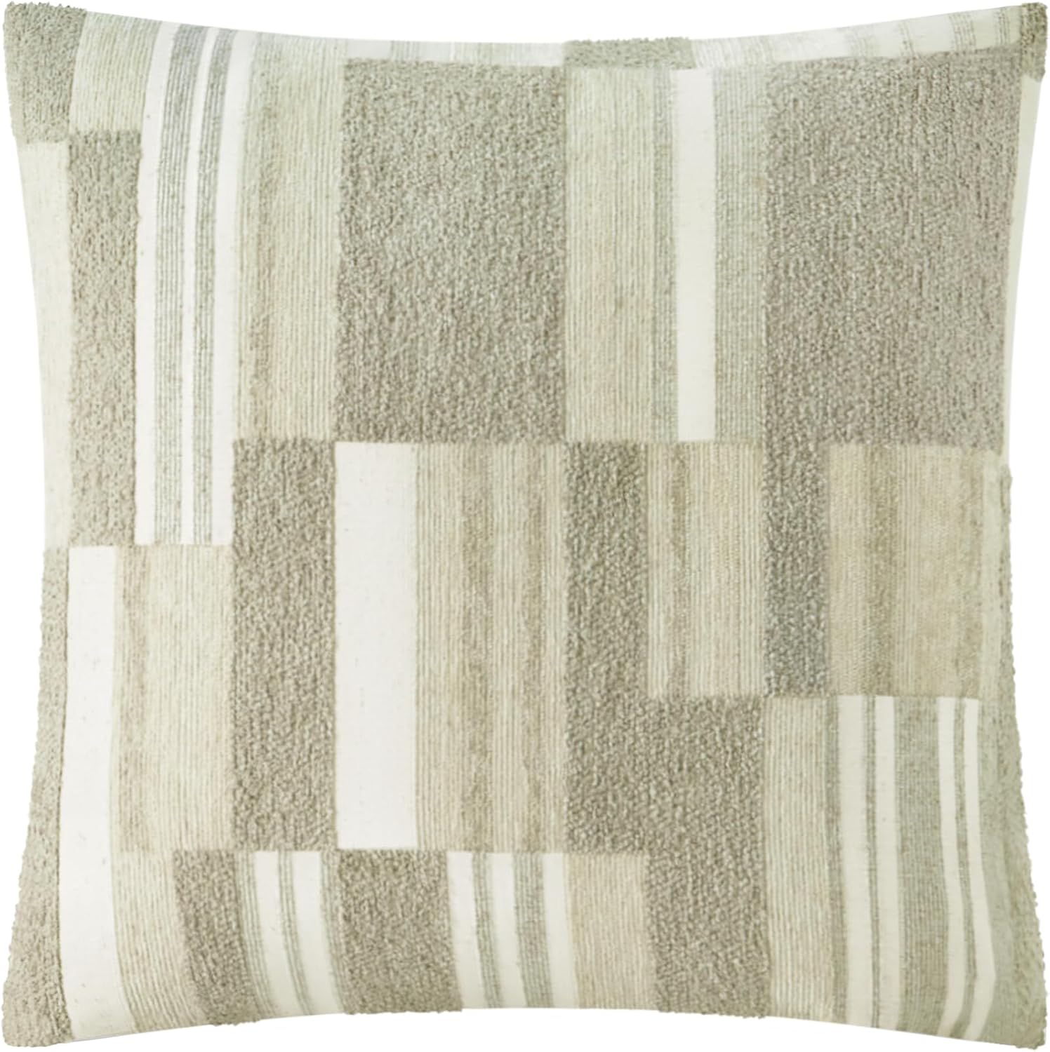 THE-TINOART Modern Farmhouse Throw Pillow Cover, Oatmeal Jacquard Chenille Geometric Pillow Cover, Soft Textured Pillow Cover for Sofa & Living Room, 20x20 Inch