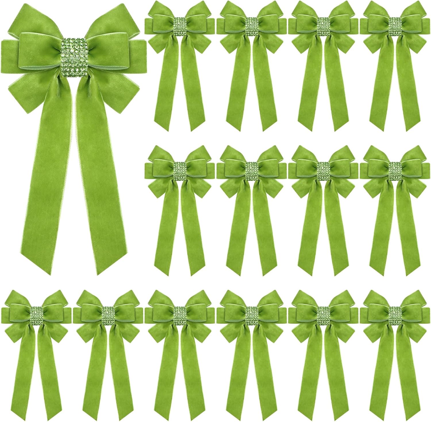 Daifunli 15 Sets Christmas Velvet Bows for Tree 6.7'' x 3.9