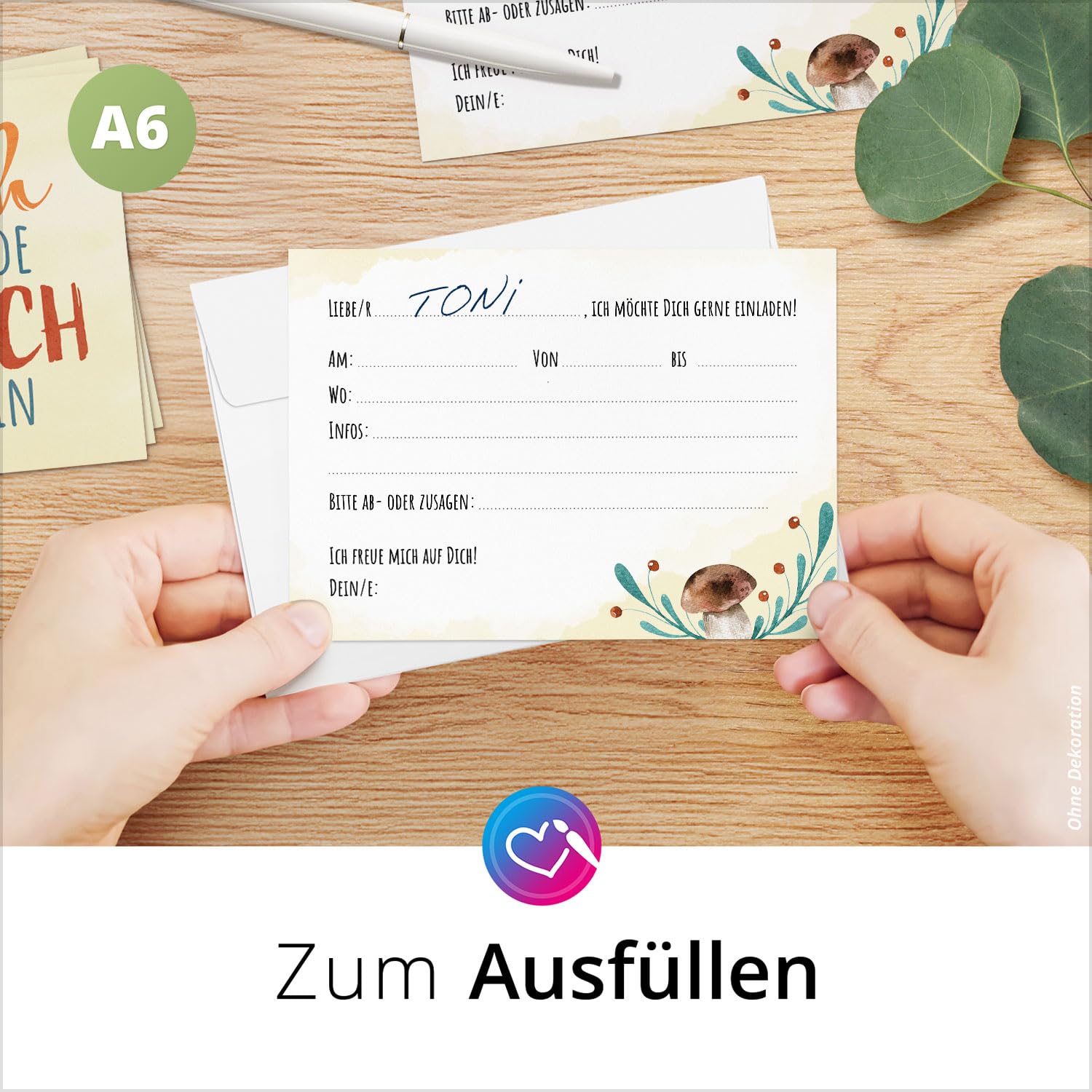 Geuro Babyparty-Einladungskarten – Design Mit Holz-Tieren (Fuchs, Eule), 25 Stück Mit Umschlägen