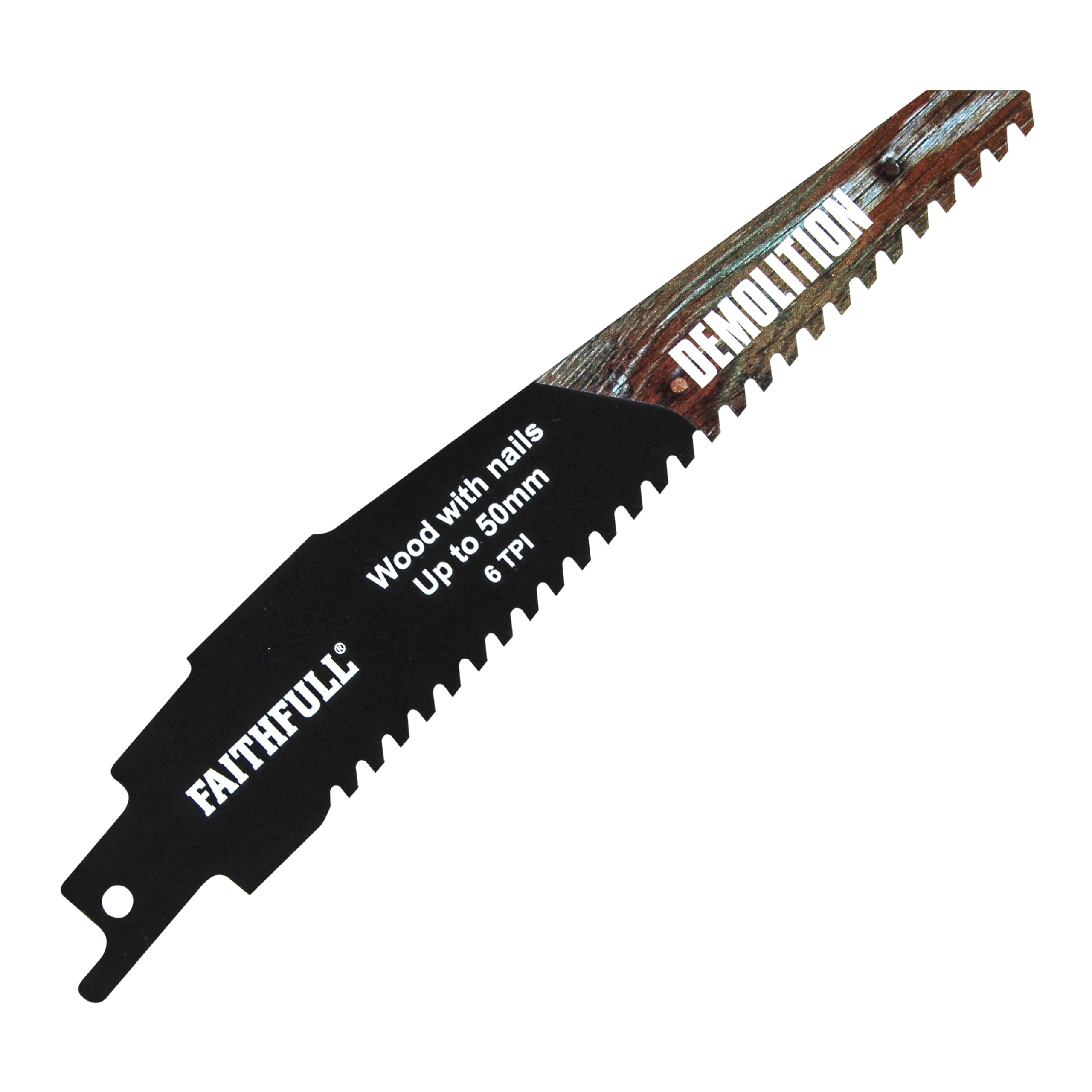 Faithfull S940hm Demolition Carbide Sabre Saw Blade 152mm 6 Tpi Black