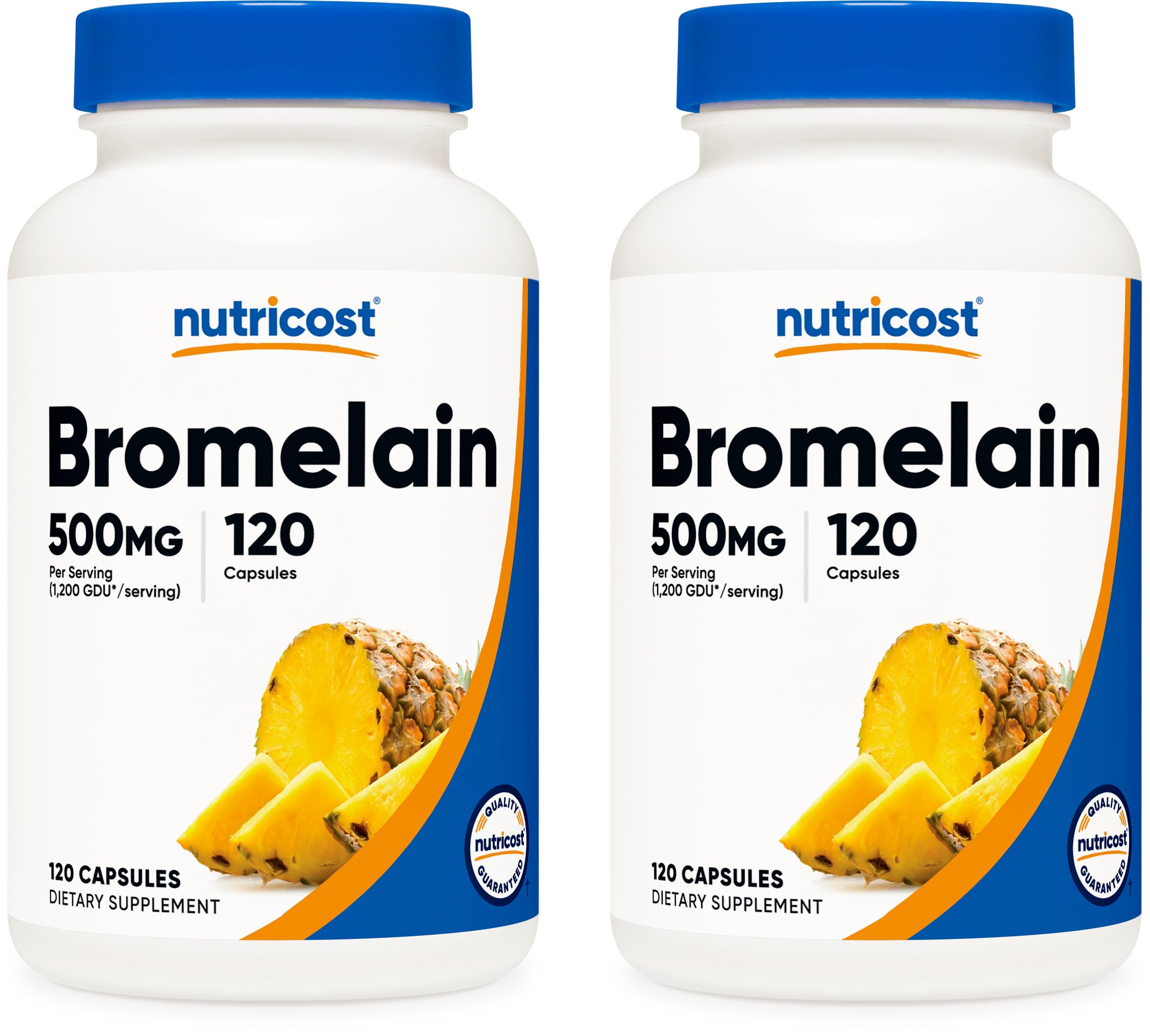 Nutricost Bromelain 500mg, 120 Vegetarian Capsules - Bromelain (1200 GDU), GMO-Free, Gluten Free (Pack of 2) 120 Count (Pack of 2)