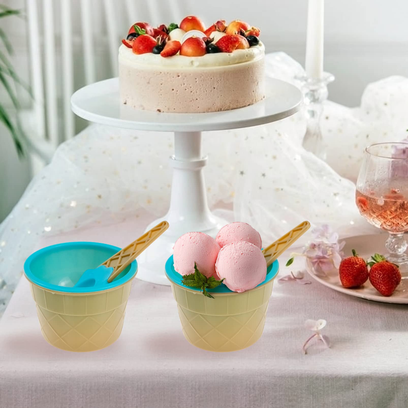 1/3/6 pezzi Set ciotole per gelato con cucchiaio - facile da