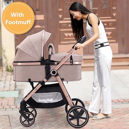 Miniatura 4 de Cochecito de bebé 2 en 1 - Cochecito plegable infantil para recién nacidos con asiento reversible - Cochecitos para niños pequeños de 0 a 36 meses