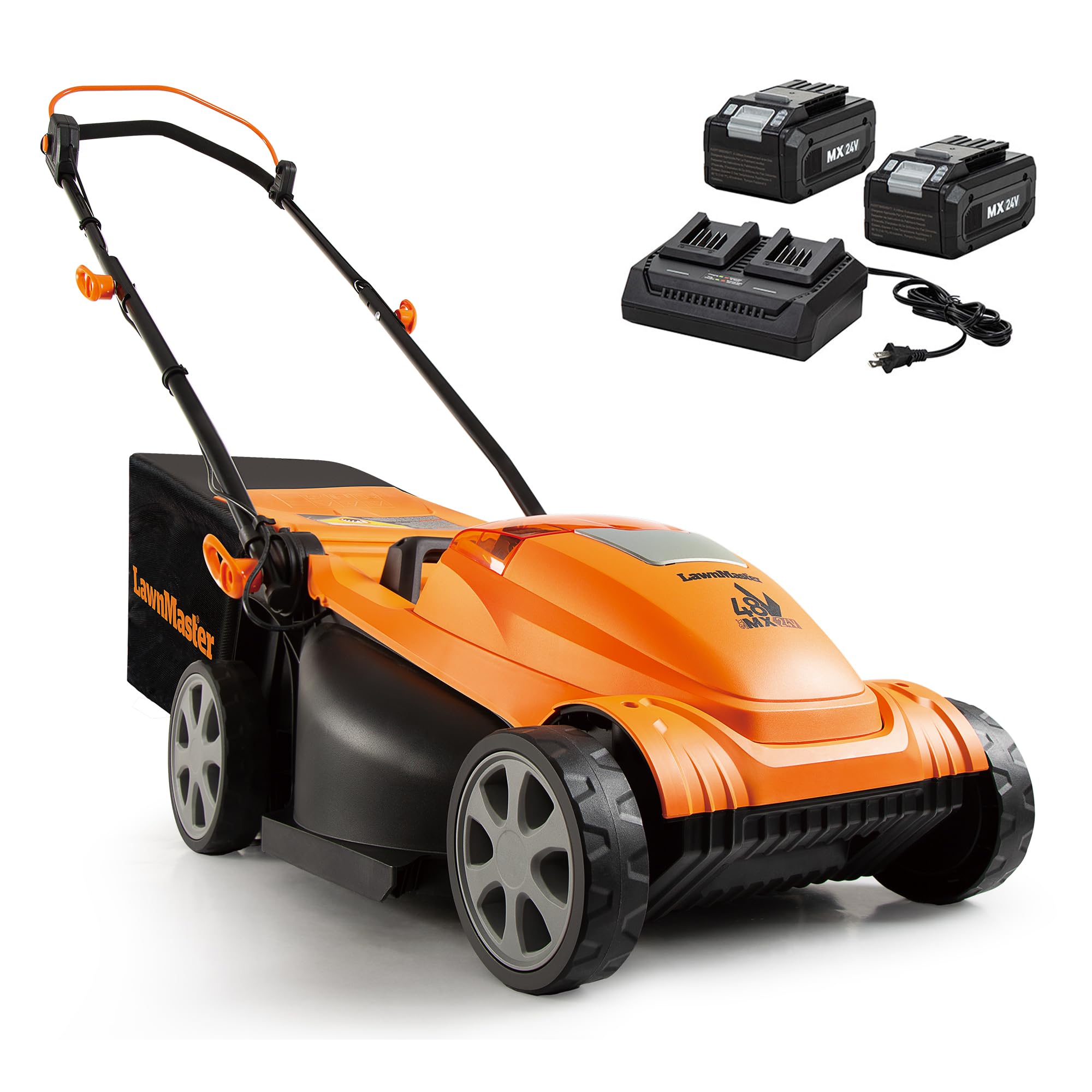 LawnMaster CLMF4815E 48V MAX* 15-inch Brushless Cordless Lawn Mower with 2X24V MAX* 4.0Ah Battery and a Dual Charger