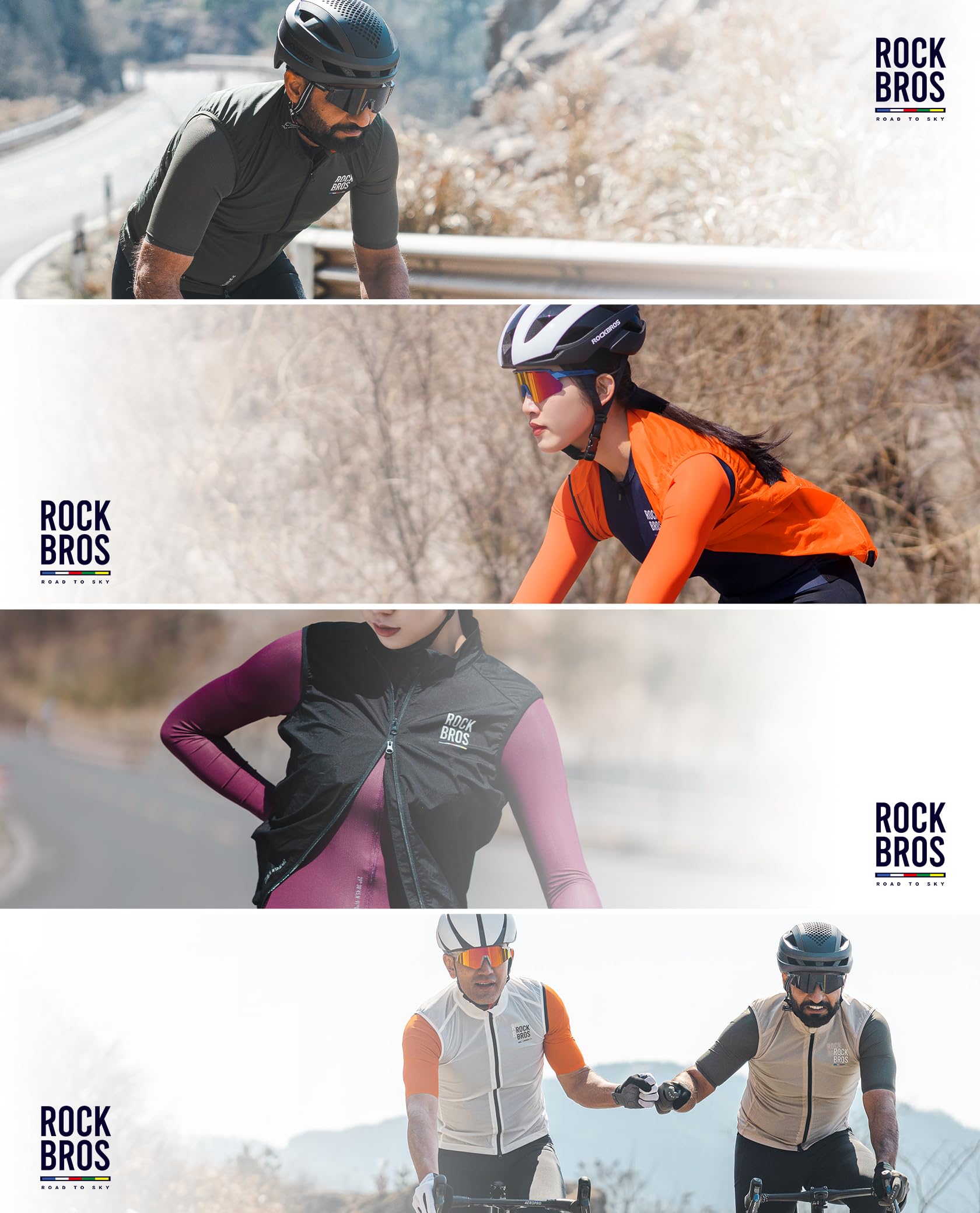 ROCKBROS Road to Sky Fahrradweste Herren Winddichte Leichte Radweste Sonnenschutz Laufweste Ärmellos Fahrradjacke Feuchtigkeit Wicking Schnell Trocknend Frühling & Herbst S-XXL
