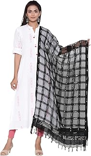 JABAMA® Women's Sequin Work Crinkled Free Size Dupatta (Black)