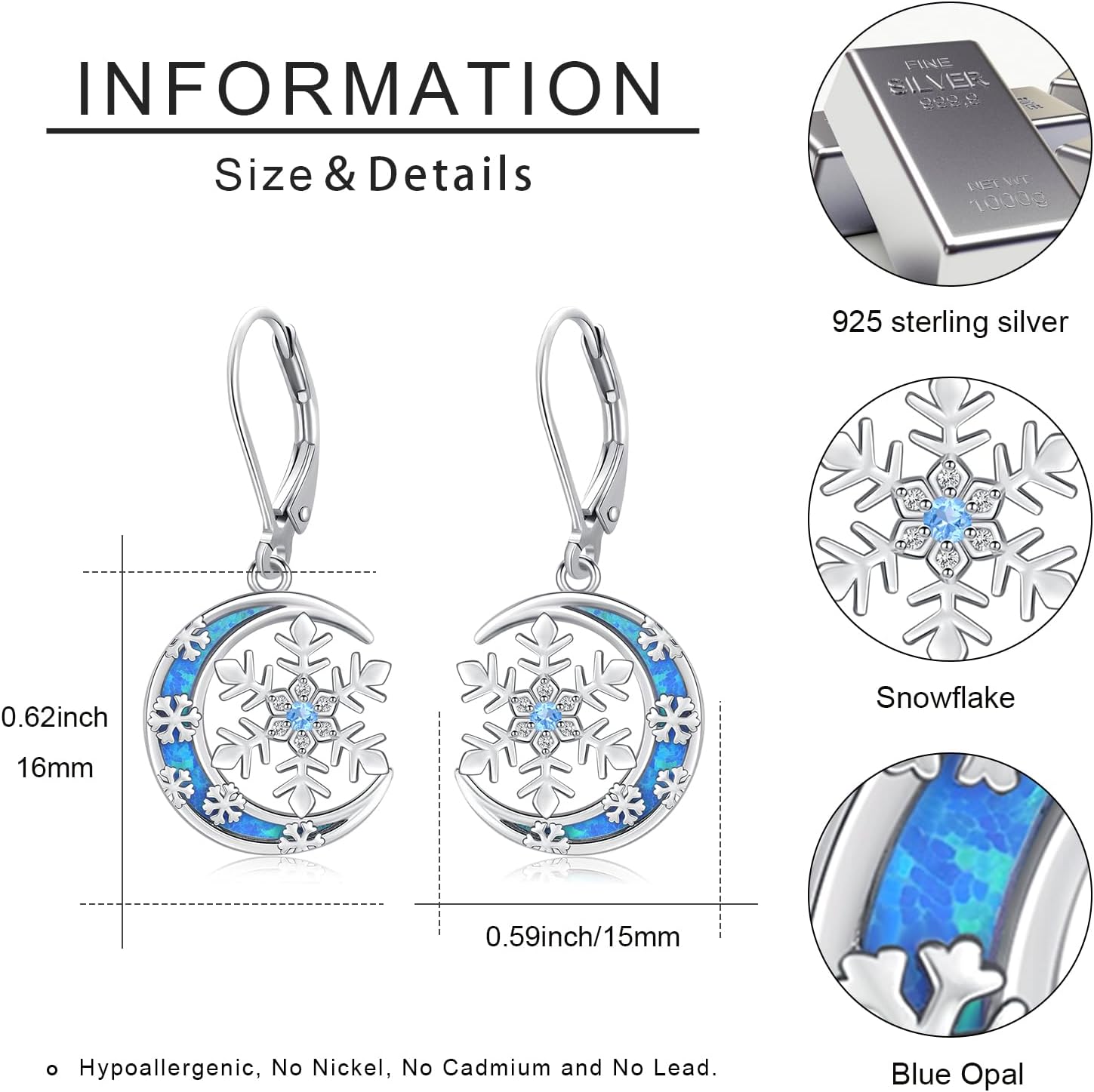 Christmas Snowman Earrings Sterling Silver Cute Snowflake Dangle Earrings Christmas Jewelry Xmas Gifts for Women Girlfriend - Image 4