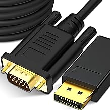 Retoo Cavo da DisplayPort a VGA da 1,8 m, 1080p 60Hz, Full HD, cavo DP a VGA placcato in oro, compatibile con Dell, Lenovo, laptop, PC, TV, Windows, nero, 1920x1080 / 1920x1200