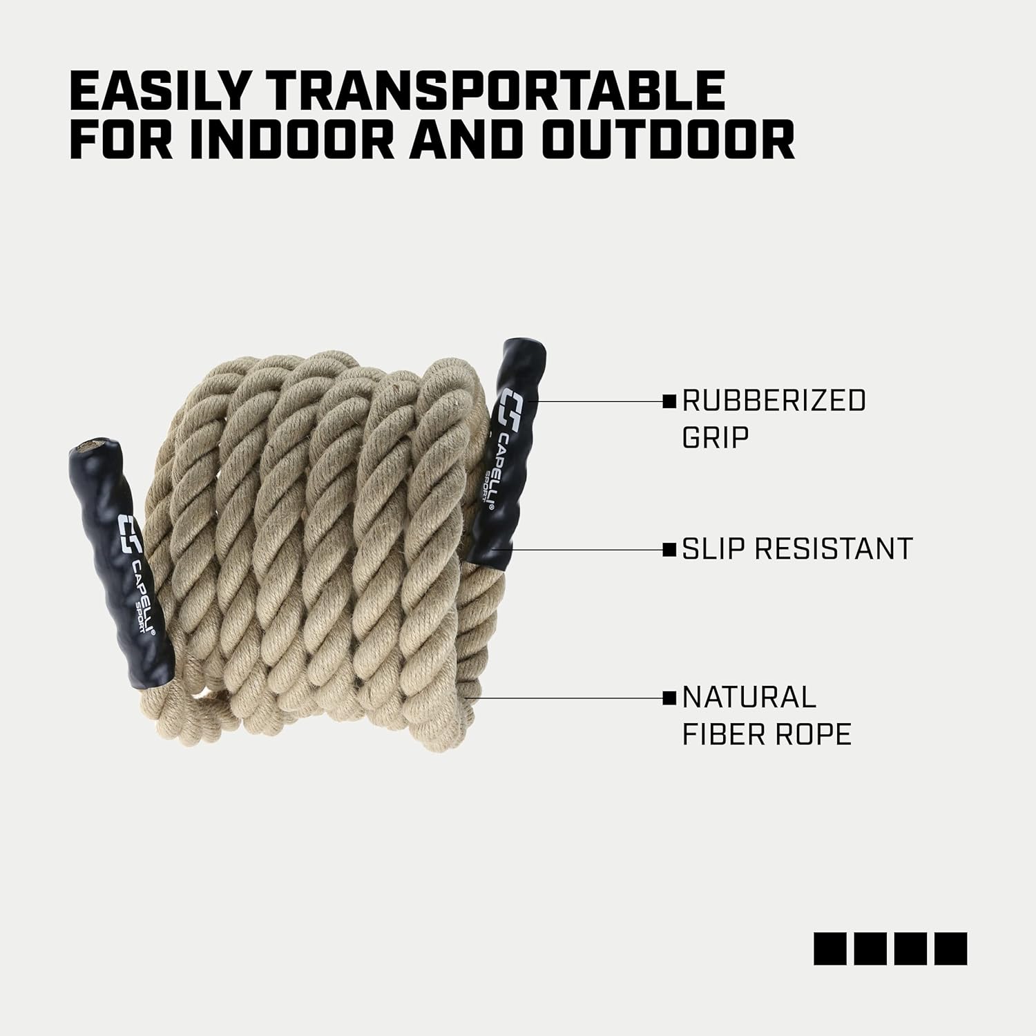 Capelli Sport Battling Ropes, Workout Battle Ropes for Strength Training and Cardio, Brown, 20 ft Length