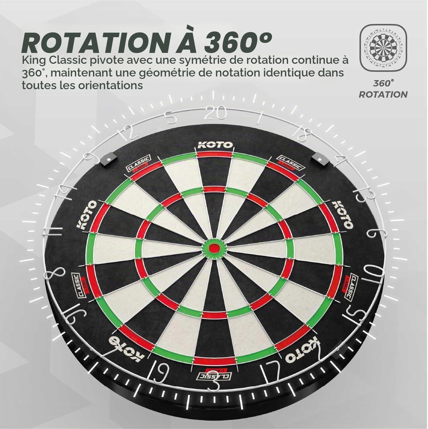 KOTO – King Classic Cible Fléchette Liège, Dimensions Officielles, pour Fléchettes à Pointe Acier, Fil Ultra Fin, Jeu de Flechette