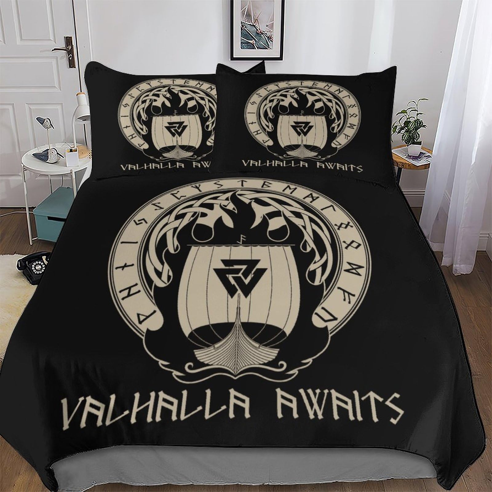 Parure de lit Viking housse de couette 220x240cm microfibre avec taies d'oreiller