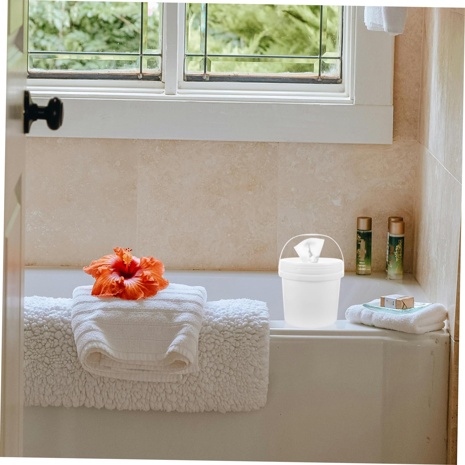 MAGICLULU Distributeur De Lingettes Ergonomique 2 Pièces Pour Salle De Bain Couvercle De Seau Rond Pour Lingettes De Voiture Support De Lingettes À Utiliser En Magasin
