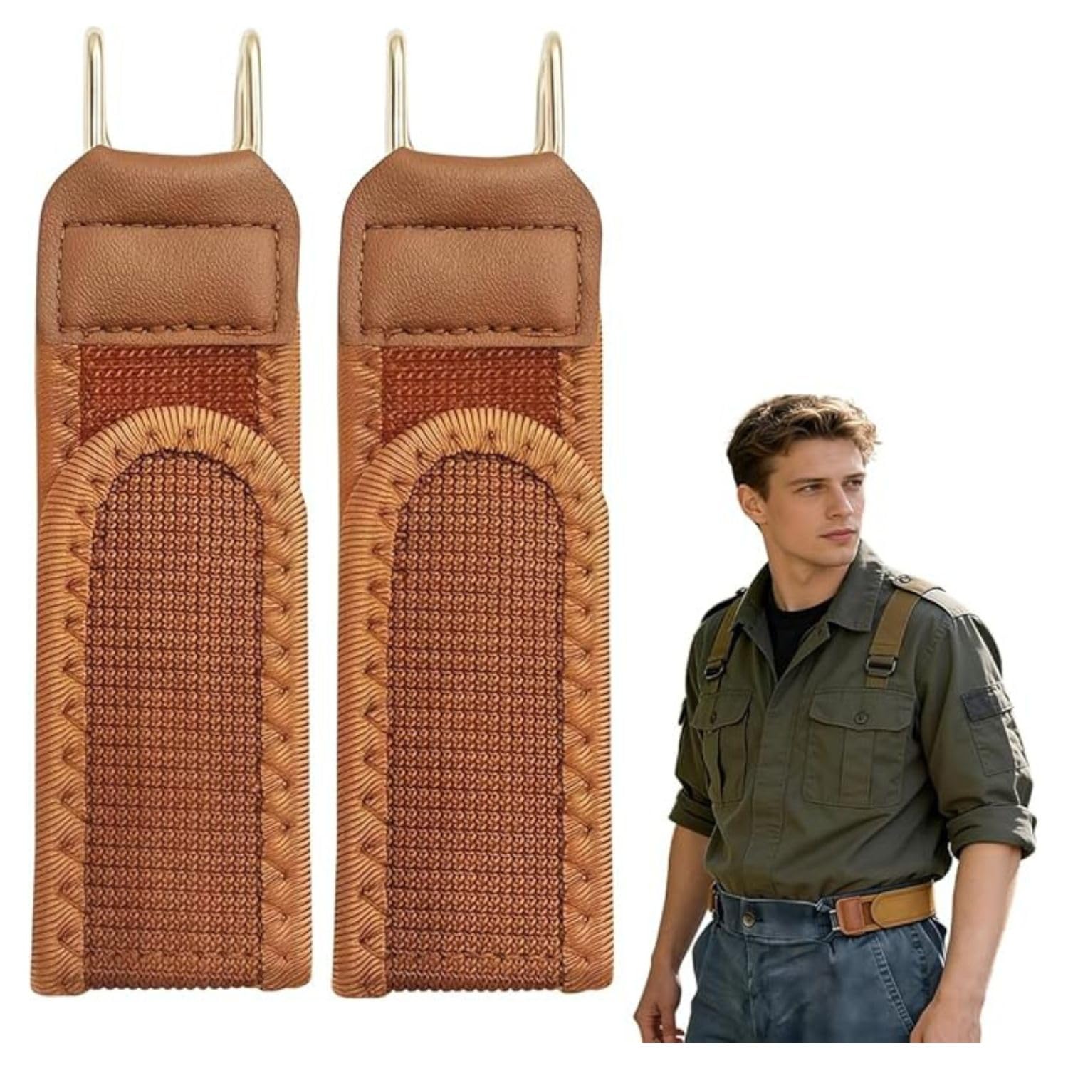 Buckle Free Belt Set (2 Pair), Adjustable Invisible Waist Belt, Elastic No Buckle Belt for Jeans, Trousers, Pants, Stretch Waist Belt for Men, Comfortable Everyday Wear-picture-17
