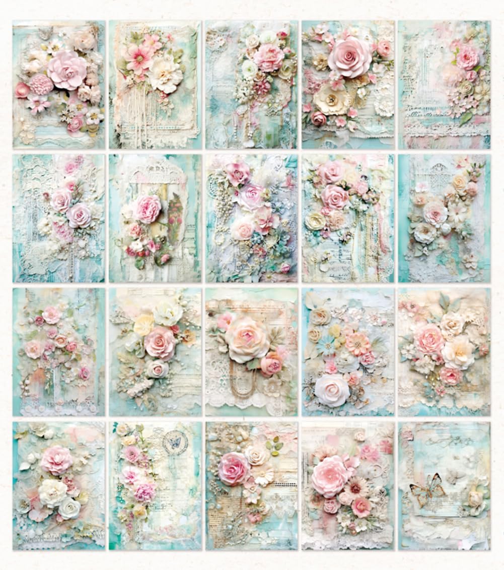 MAFELOE Retro Scrapbook Supplies, 40 Pieces, Flower Clusters Series-D