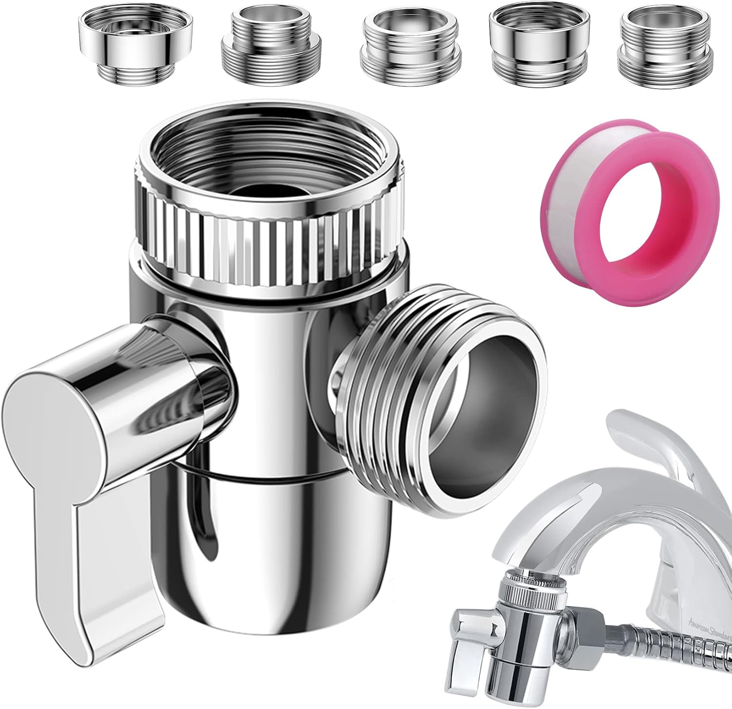 Roscid Faucet Diverter Valve with Aerator, 3Way Diverter Valve for