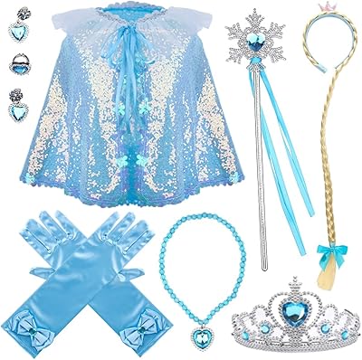 AMOR PRESENT Princess Dress Up Accessories, Princess Crowns for Little Girls Cosplay Costume Set 8PCS