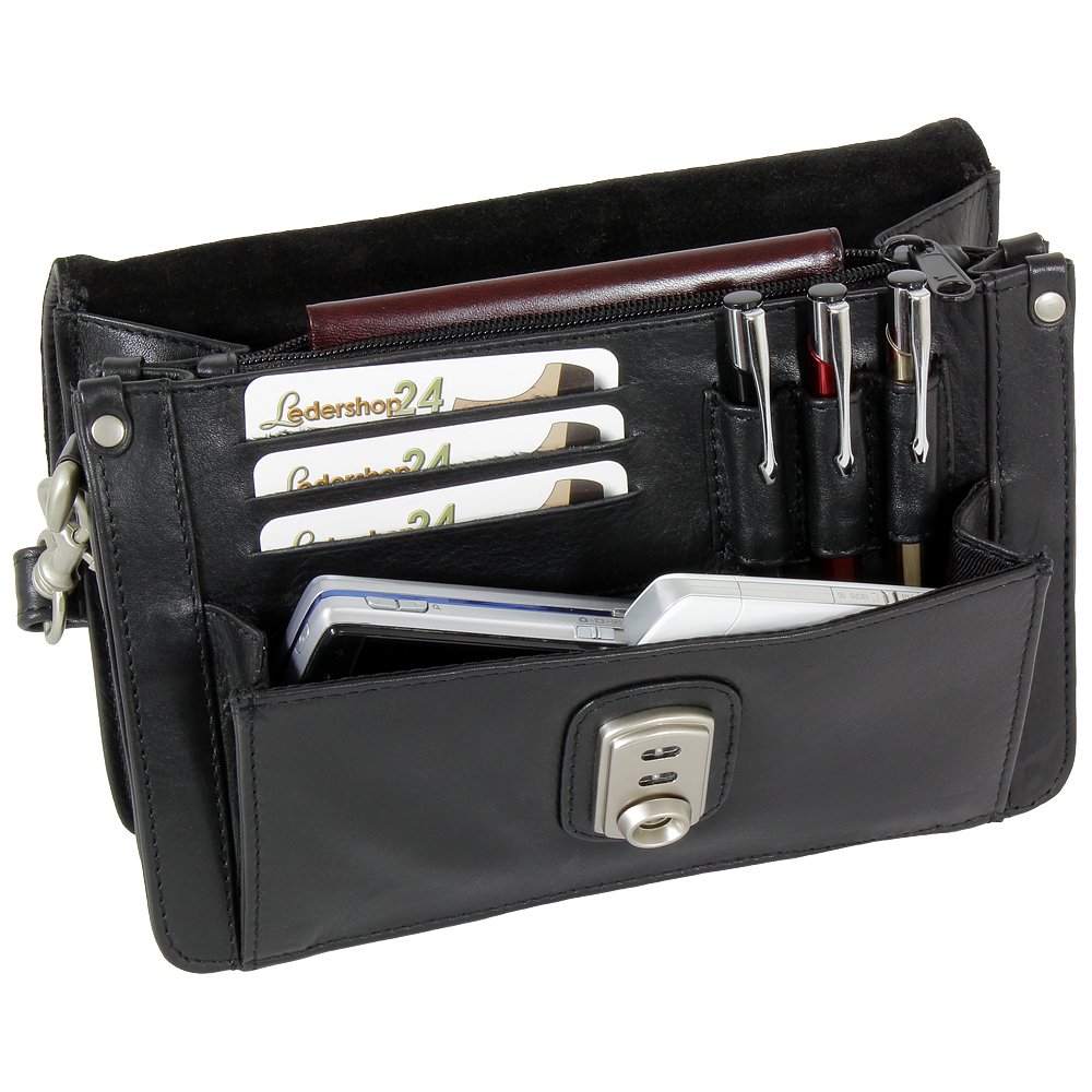 Ledershop24 Branco Business Herren Handgelenktasche Herrentasche Tasche schwarz | braun | natur Leder - sehr hochwertig