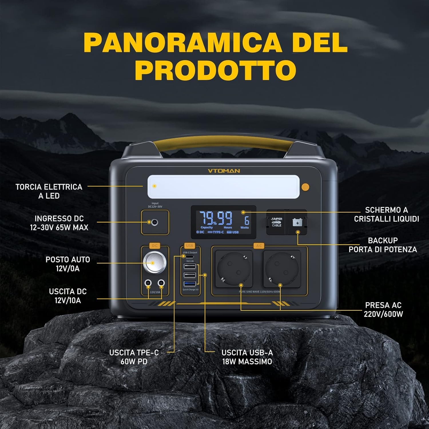 VTOMAN Jump 600X Portable Power Station 600W/299Wh LiFePO4 Battery | Power Station Solar Generator, Expandable Capacity to 939Wh, for Camping, Emergency, Travel