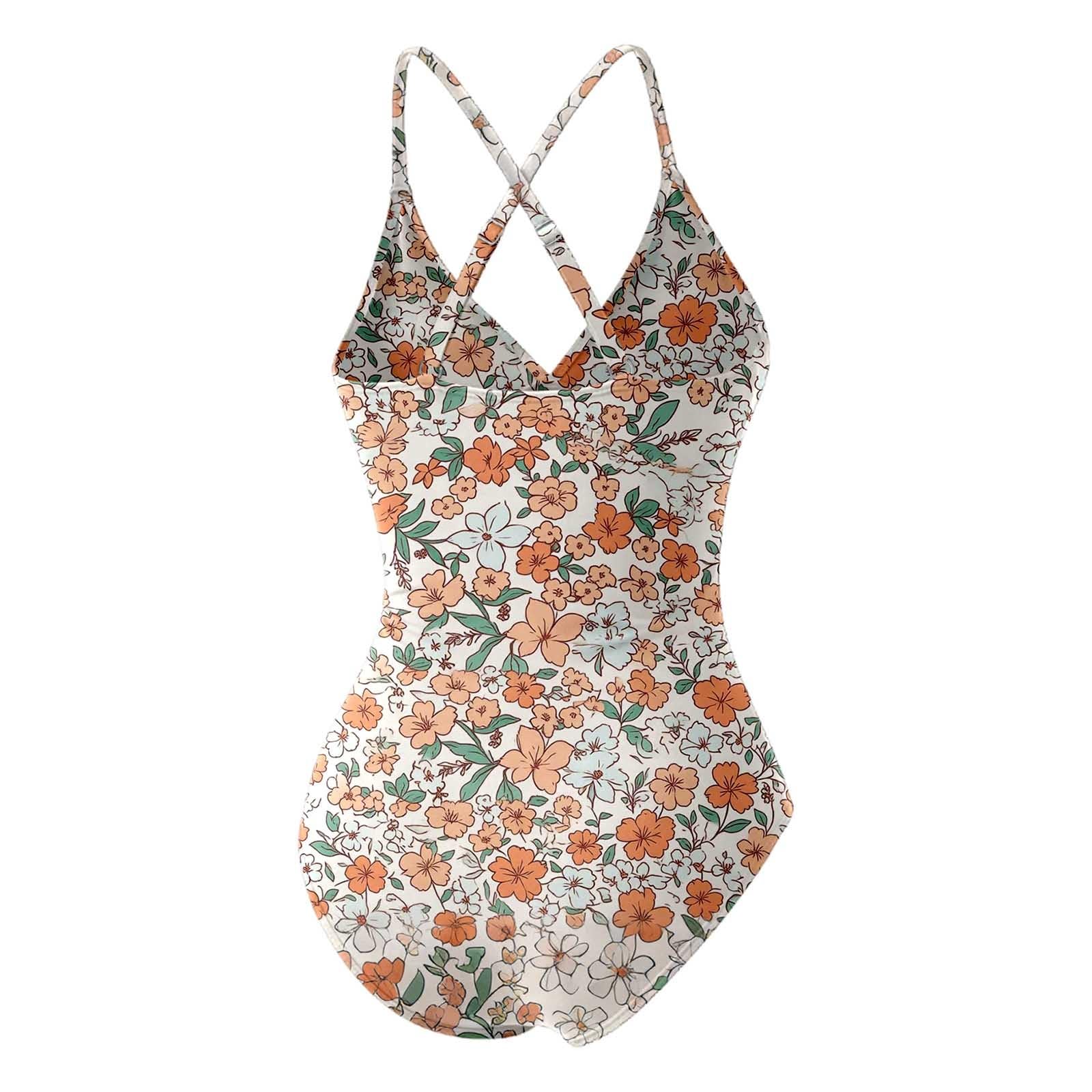 Traje de baño de una Pieza con Control de Cintura Alta y Tirantes Ajustables con Cuello en V para la Playa