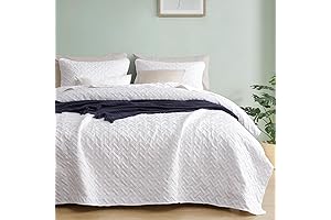 PHF King Size Quilt Set - Breathable Geometric Pattern Bedspread for Summer...