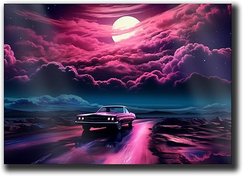 Unique Synthwave Style Retro Art, 80s style art, framed poster print, guest room art, cool living room art, Wall Art poster, Wall Art