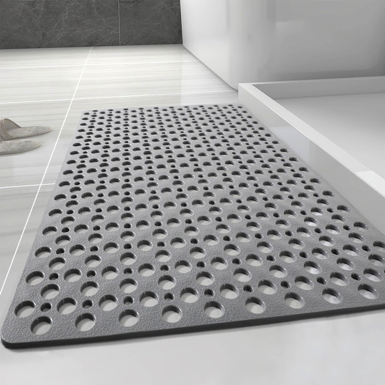 Casa and Beyond Shower Mat, Secure Shower Mats Easy to Clean, Showers Mat with Suction Cup, Washable Non-Slip Bathtub Mats for Inside Showers (Grey,29.5 * 17 in)