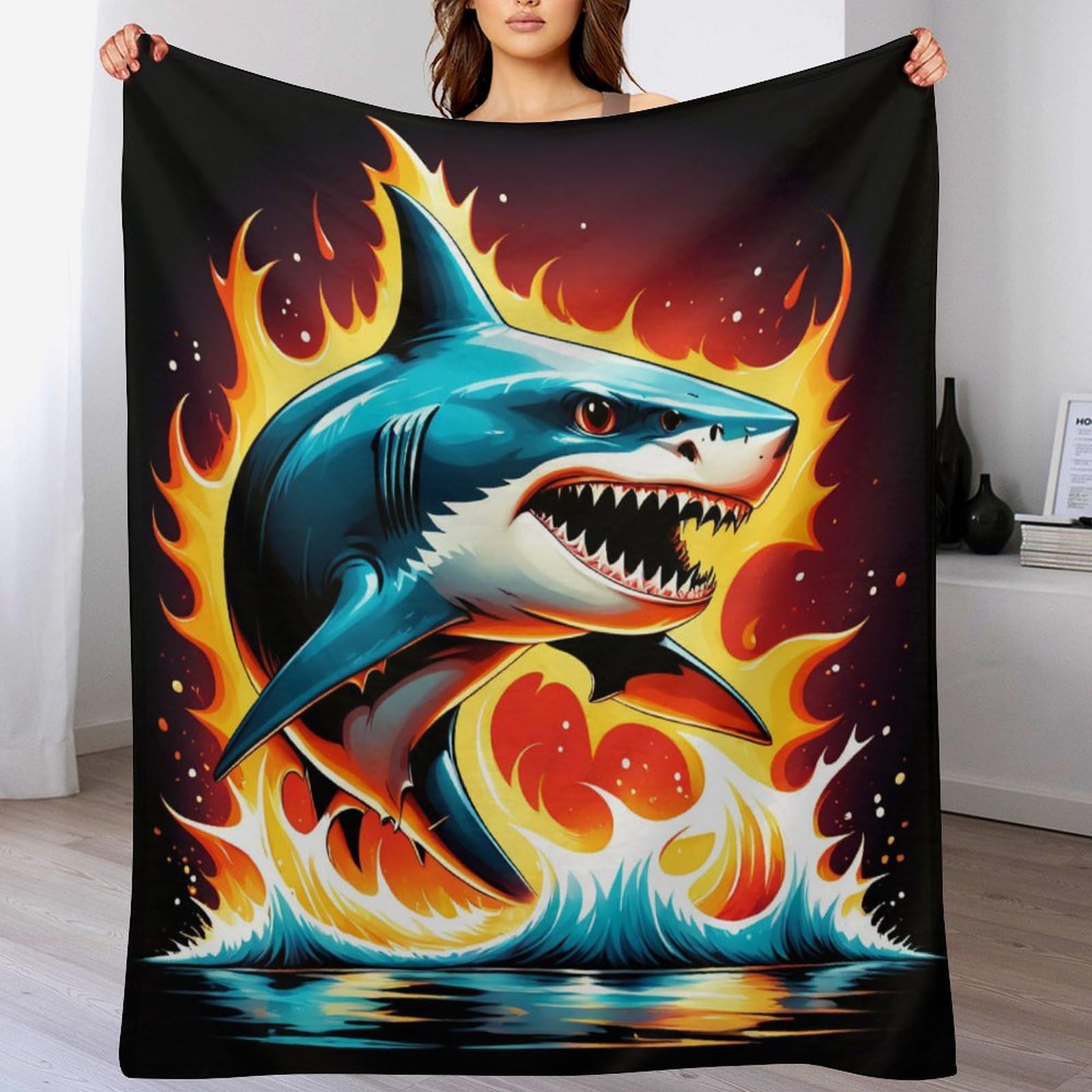Couverture lit en flanelle requin, le cadeau parfait pour enfants et ados