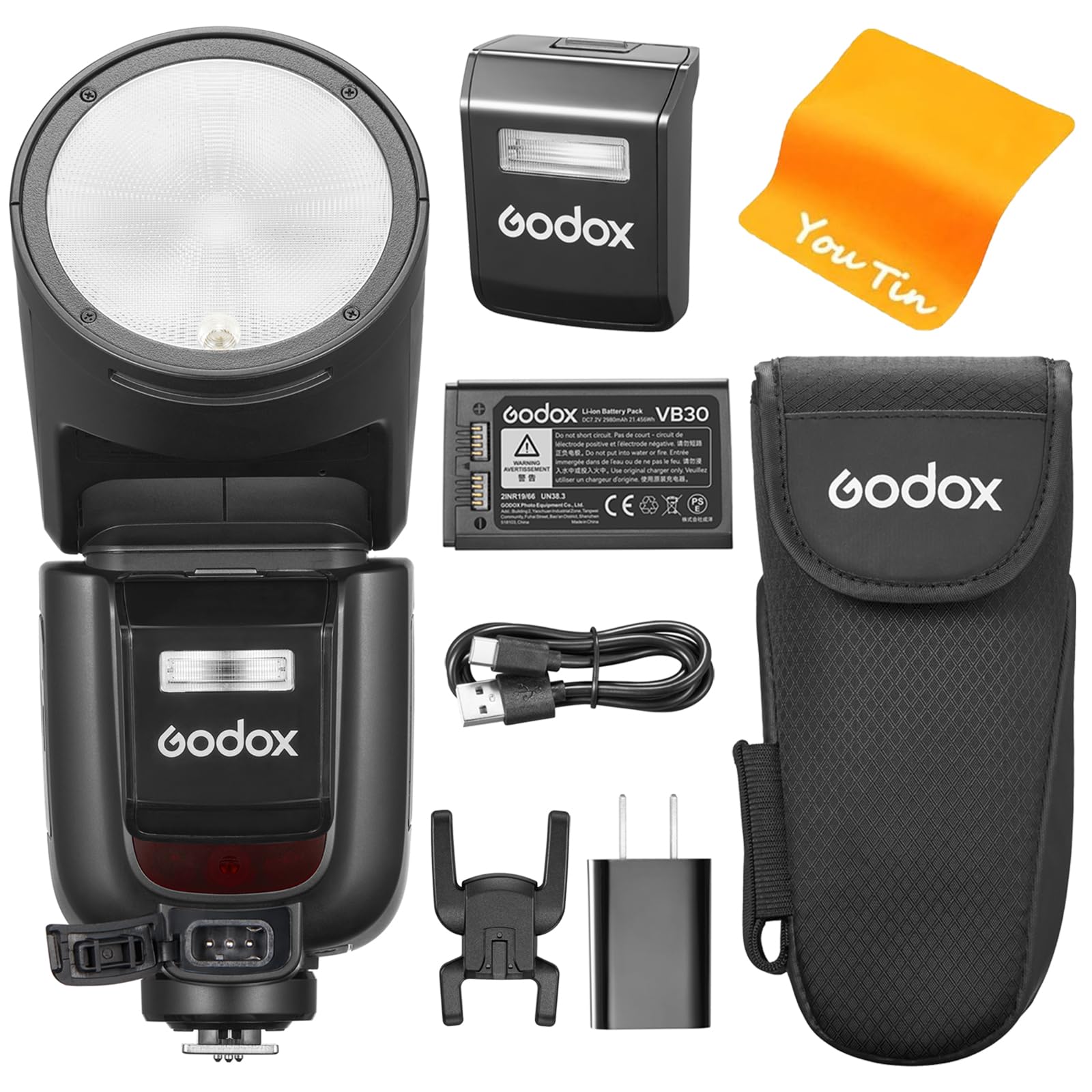 Godox V1Pro-F V1 Pro F TTL Camera Flash for Fuji, 2.4G HSS 1/8000s Li-Ion 76Ws Round Head Flash, Innovative External Flash SU-1